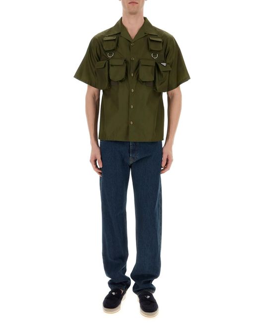 Prada Green Re-nylon Short-sleeve Shirt for men