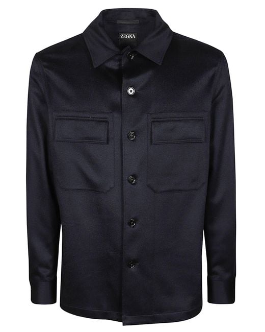 Zegna Blue Oasi Cashmere Overshirt for men