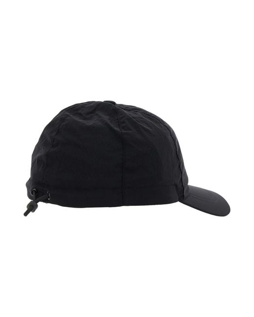 Stone Island Black Baseball Cap With Tonal Logo Patch Polyamide Fibers Hat for men