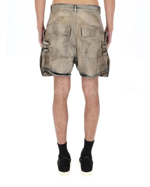 Rick Owens Natural Cargo Shorts Cotton for men