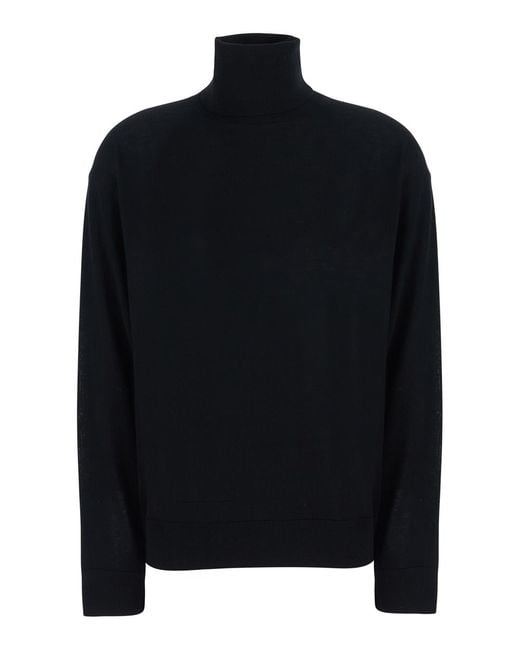 Semicouture Black V-Neck Sweater Freda Virgin Wool Tops