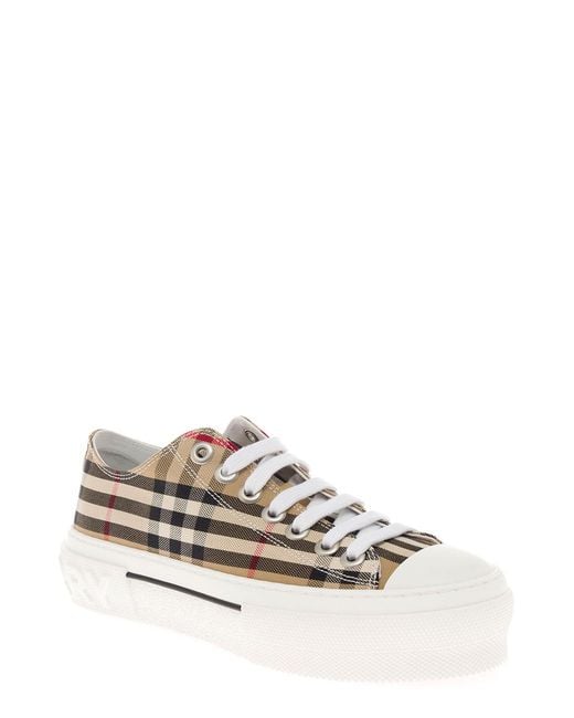 Burberry White Sneakers Vintage Check Cotton Trainers