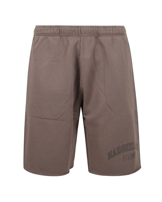 MM6 by Maison Martin Margiela Gray Number Motif Distressed Shorts for men