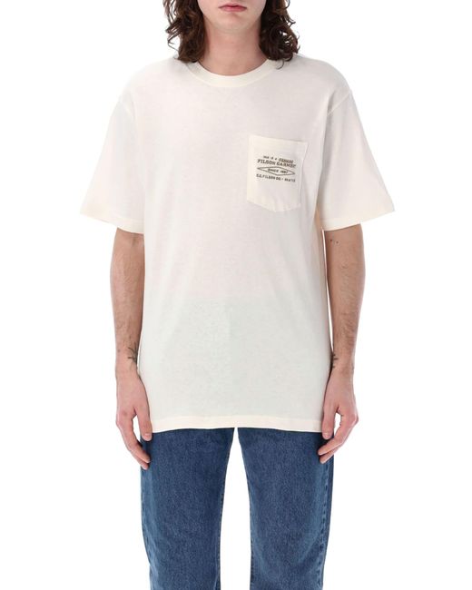 Filson White Embroidered Pocket T-Shirt for men