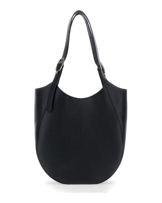 Longchamp Black 'Le Foulonné' Xl Shoulder Bag With Two Top Handles And Buckle Closure