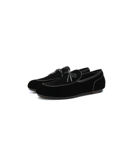Bottega Veneta Black Trinity Intrecciato Velvet Loafers for men