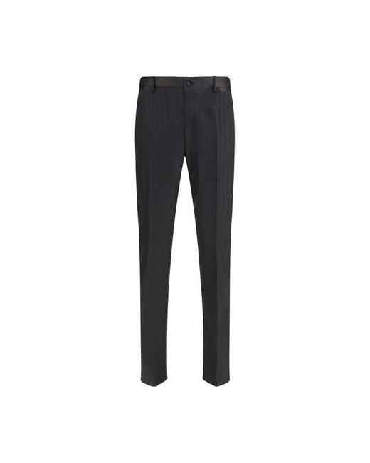 Dolce & Gabbana Blue Black Wool Oves Aries Dress Pants for men