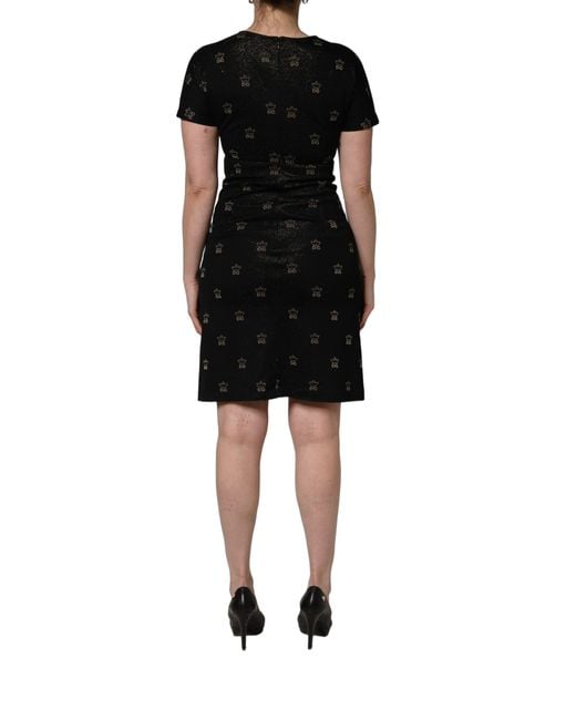 Dolce & Gabbana Black Dg Crown Short-Sleeve Sheath Dress