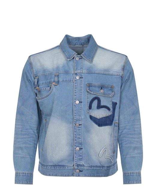 Evisu Blue Jacket Made Of Denim for men