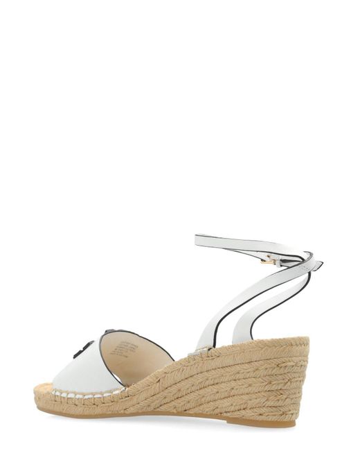 Tory Burch Natural Double-T Wedge Espadrilles