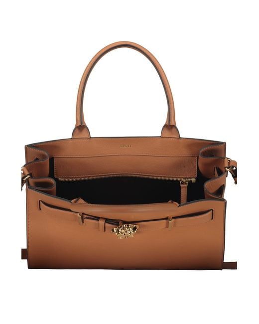 Versace Brown Elegant And Sophisticated Leather Handbag