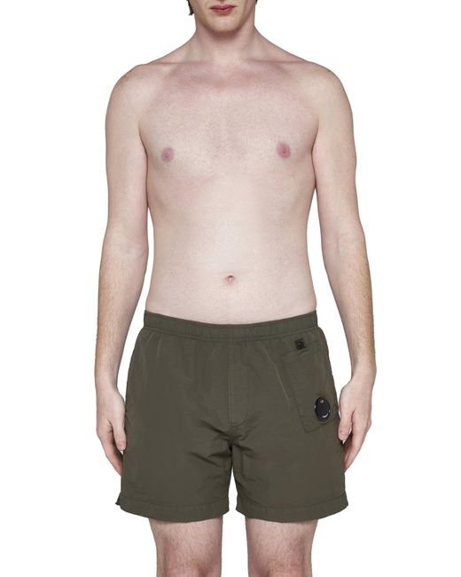 C P Company Green Utility Pocket Swim Shorts for men