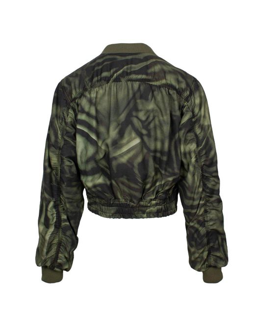 DIESEL Green G-Khlow Abstract-Printed Cropped Bomber Jacket