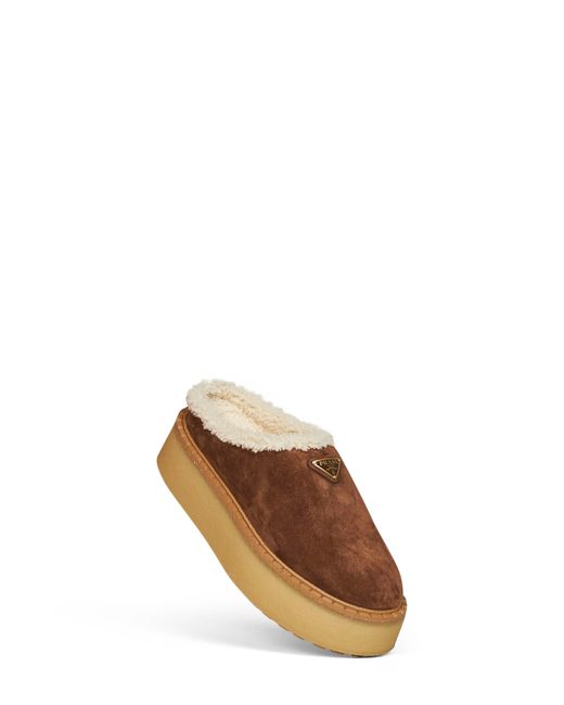 Prada Brown Calzature Cocoa Suede Slippers