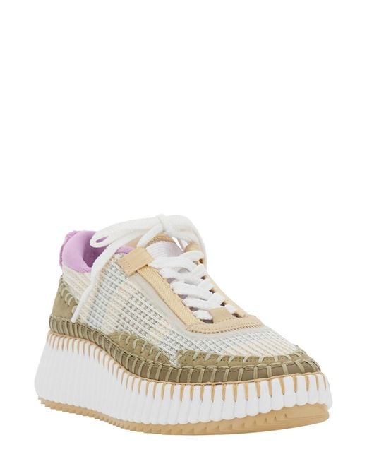 Chloé White Platform Sneakers Nama Suede Polyester Trainers