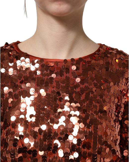 Dolce & Gabbana Black Sequined Long Sleeves Crop Blouse Top Nylon