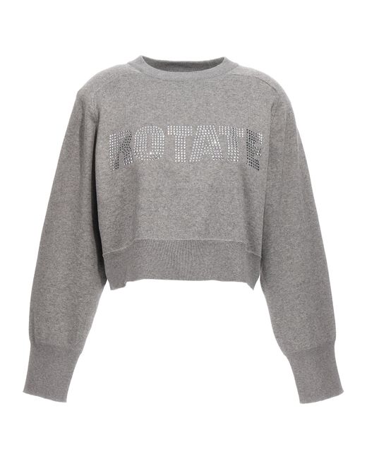 ROTATE BIRGER CHRISTENSEN Gray 'Firm Knit Cropped' Sweater