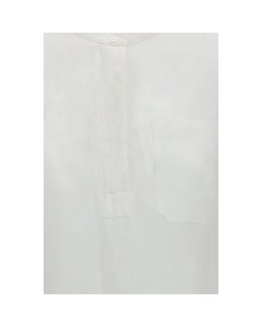 Max Mara Gray Linen Dress Shirt