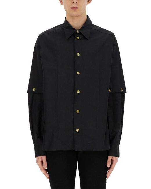Versace Black Shirt With Logo Buttons for men