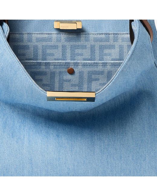 Fendi Blue Shoulder Bag Way Cotton