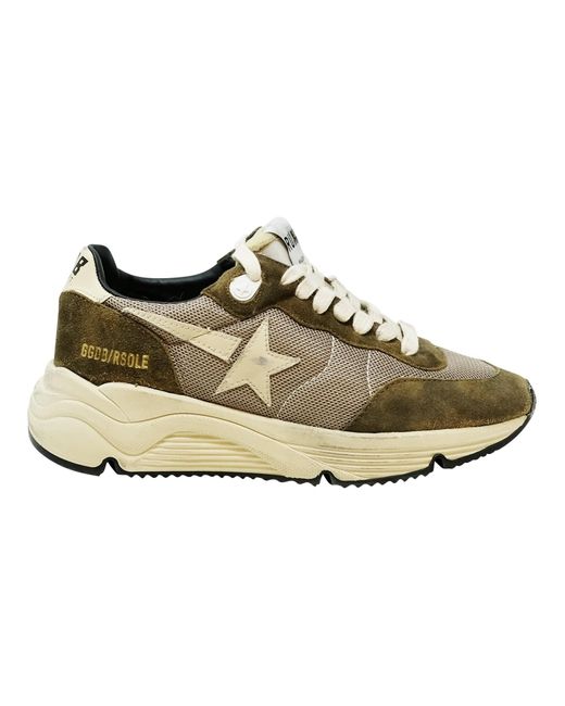 Golden Goose Olive Green Leather Running Sole Sneakers in White | Lyst