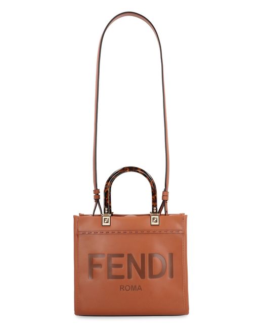 Fendi Brown Sunshine Small Leather Handbag