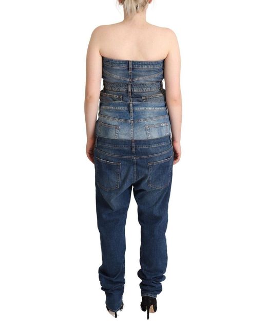 Dolce & Gabbana Blue Elegant Dark Denim Jumpsuit Dres