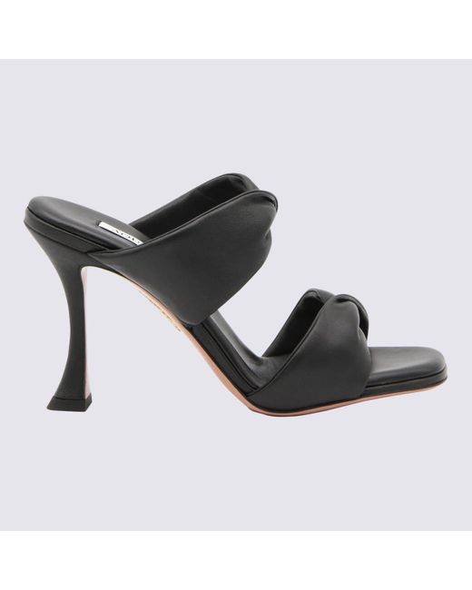 Aquazzura Black Leather Twist Sandals