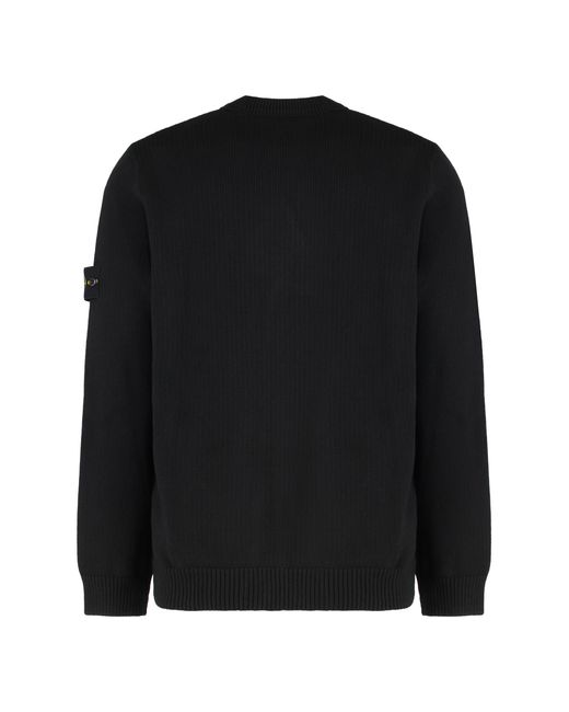 Stone Island Black Crew Neck Cotton Sweater Sweatshirts for men