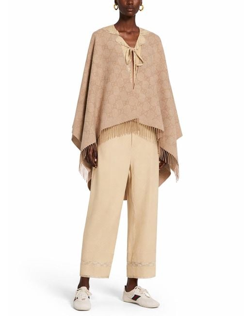 Gucci Natural Cashmere Cape Gg Scarf