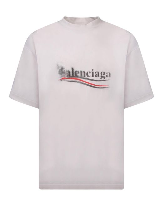 Balenciaga Gray Political Stencil White T-shirt for men