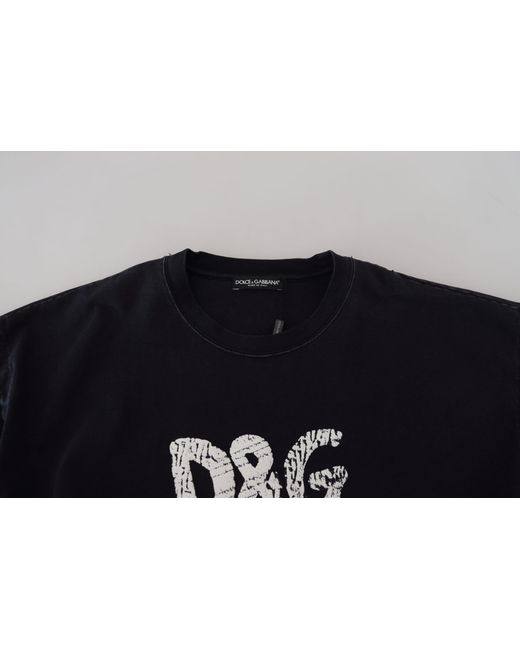 Dolce & Gabbana Black D&G Fashion Round Neck Cotton T-Shirt Material_Cotton
