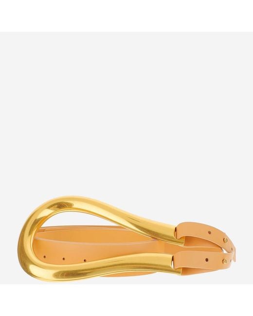 Bottega Veneta Metallic Belt Calfskin Almond