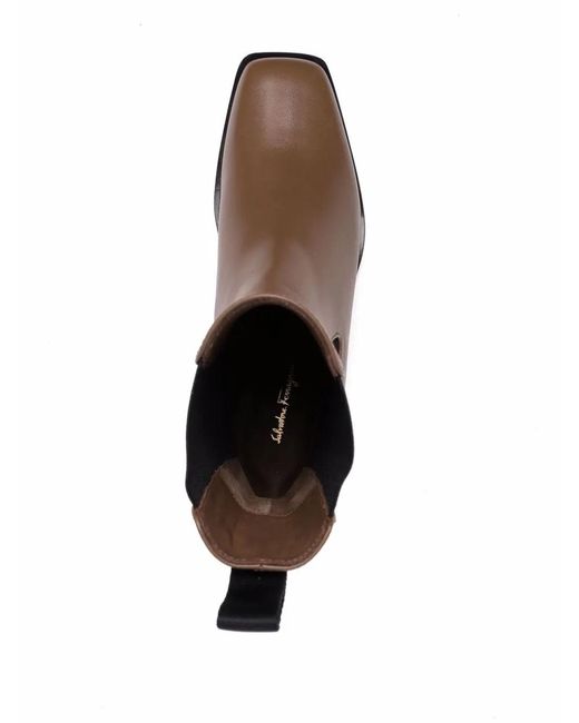 Ferragamo Black Ferragamo Wedged Leather Ankle Boot