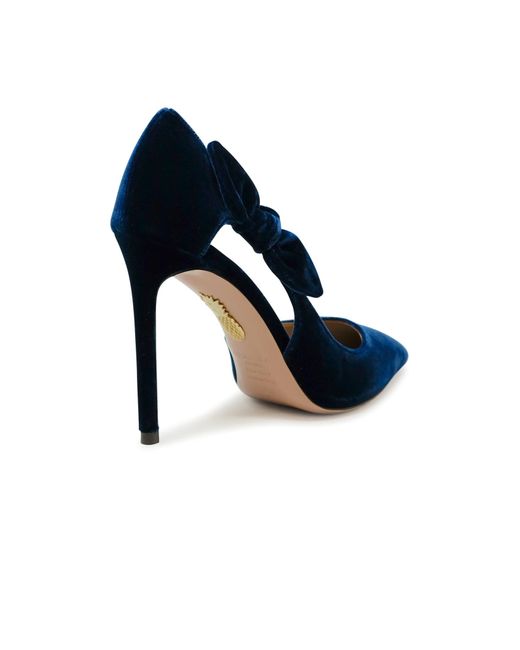 Aquazzura Blue Velvet Bow-Tie Pumps