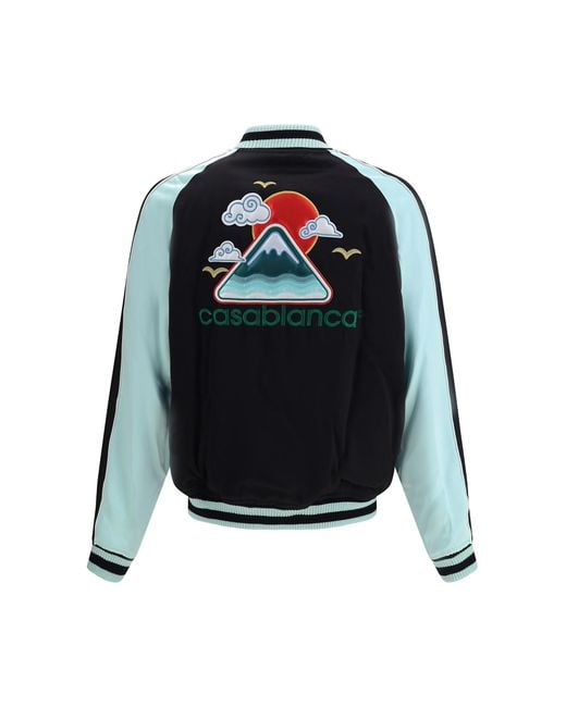 Casablanca Blue Two-Tone Satin Bomber Jacket for men