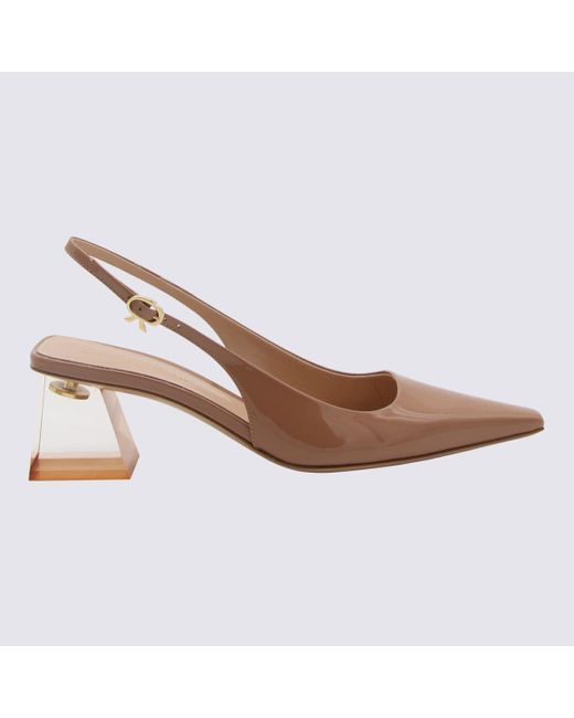 Gianvito Rossi Brown Leather Slingback Pumps