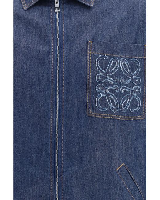 Loewe Blue Cotton Zip Jacket for men