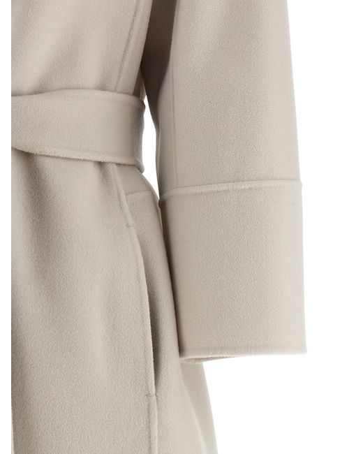 Max Mara White Arona Coat Virgin Wool Coats, Trench