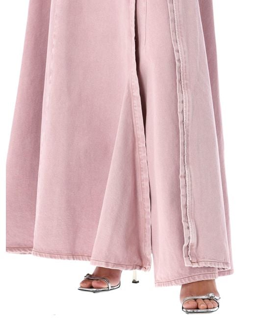 Y. Project Pink Hook And Eye Leg Out Long Denim Dress