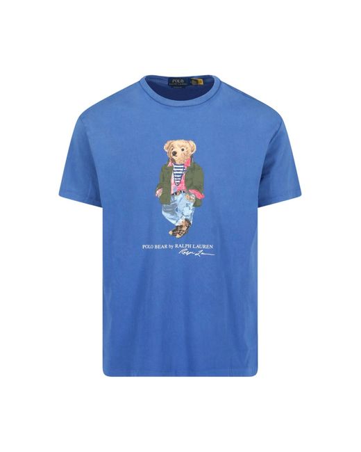 Ralph Lauren Blue Polo Bear T-Shirt for men