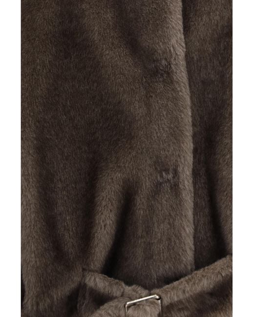 S.w.o.r.d 6.6.44 Brown Faux Fur Jacket With Waist Belt Polyester Furs