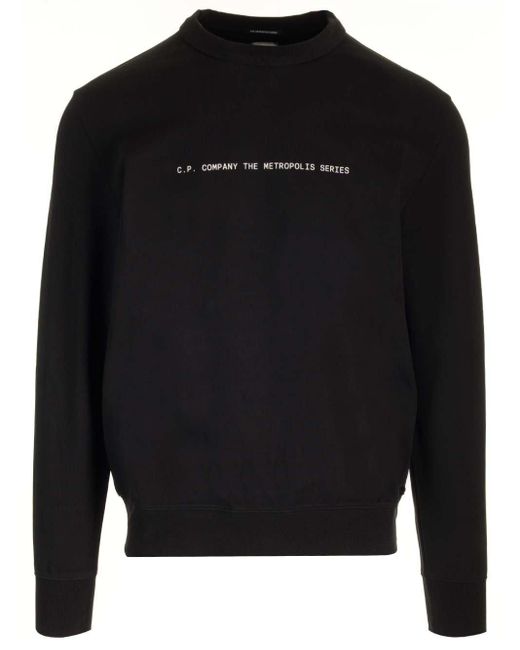 C P Company Black Graphic-print Stretch-cotton Sweatshirt for men
