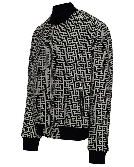 Balmain Two color Viscose Blend Bomber Jacket in Black for Men