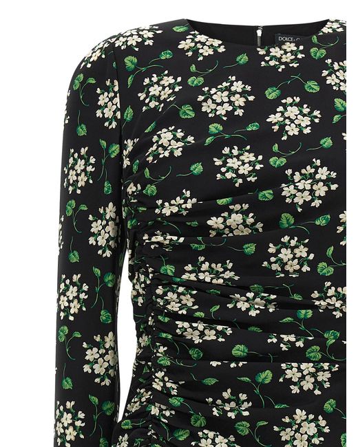 Dolce & Gabbana Black Dolce & Gabbana Flower Print Dress