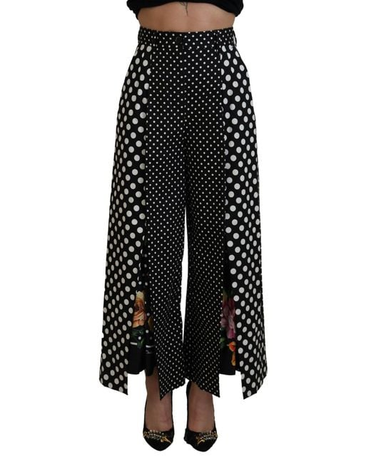Dolce & Gabbana Black Elegant High-Waist Polka Dot Pants