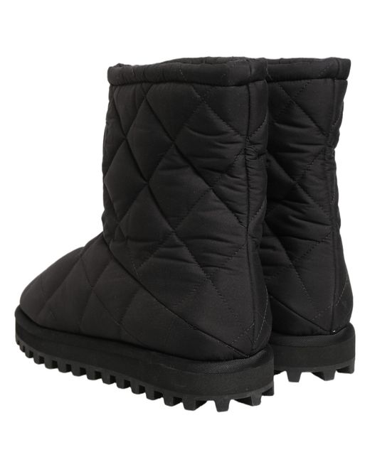 Dolce & Gabbana Black Quilted Effect Mid Calf Boots Shoes Polyester Viscose for men