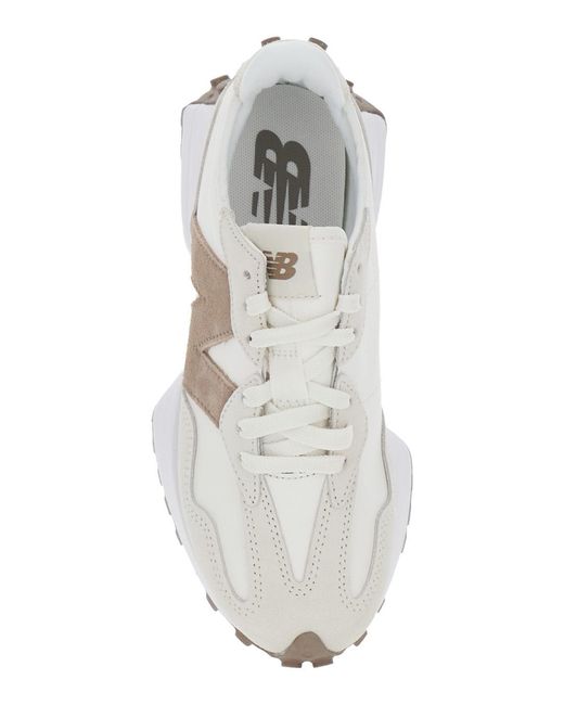 New Balance White Sneakers 327 Tech Fabric Trainers