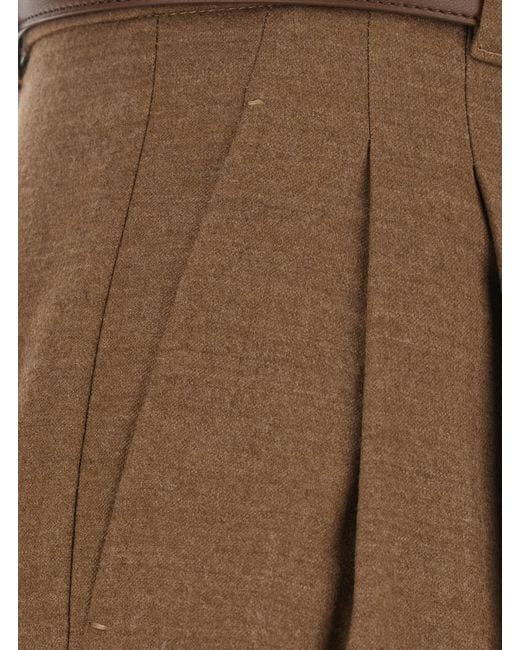 Max Mara Brown High-Waisted Mstlago Trousers Wool