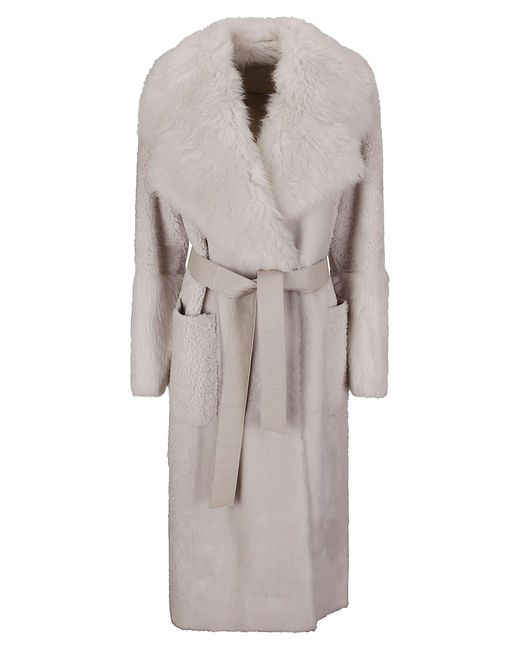 Desa Nineteenseventytwo Gray Shearling Robe Coat